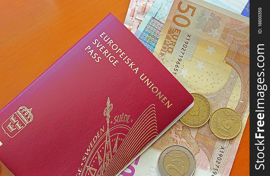 European travel with passport and eurocurrency. European travel with passport and eurocurrency