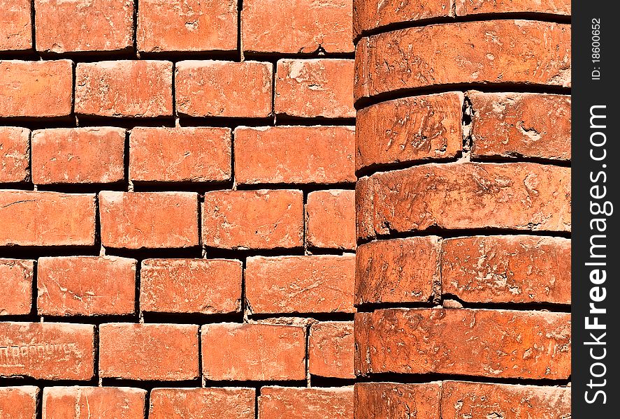 Old bricklaying of a wall of church in Moscow. Old bricklaying of a wall of church in Moscow