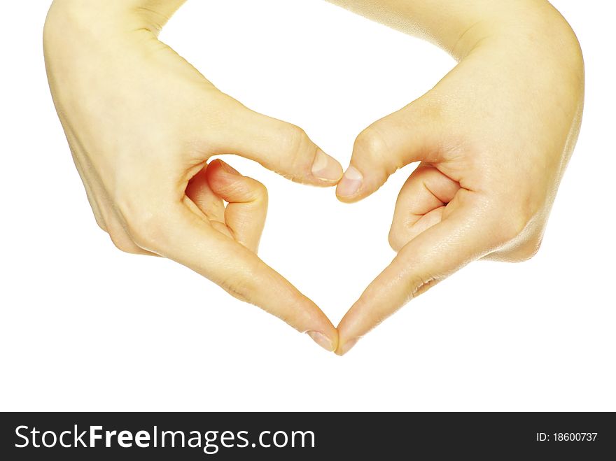 Woman’s hands made in the form of heart