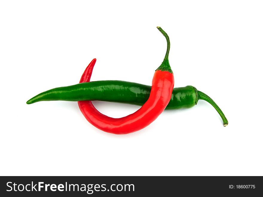 Green and red chili peppers as a sign. Green and red chili peppers as a sign.