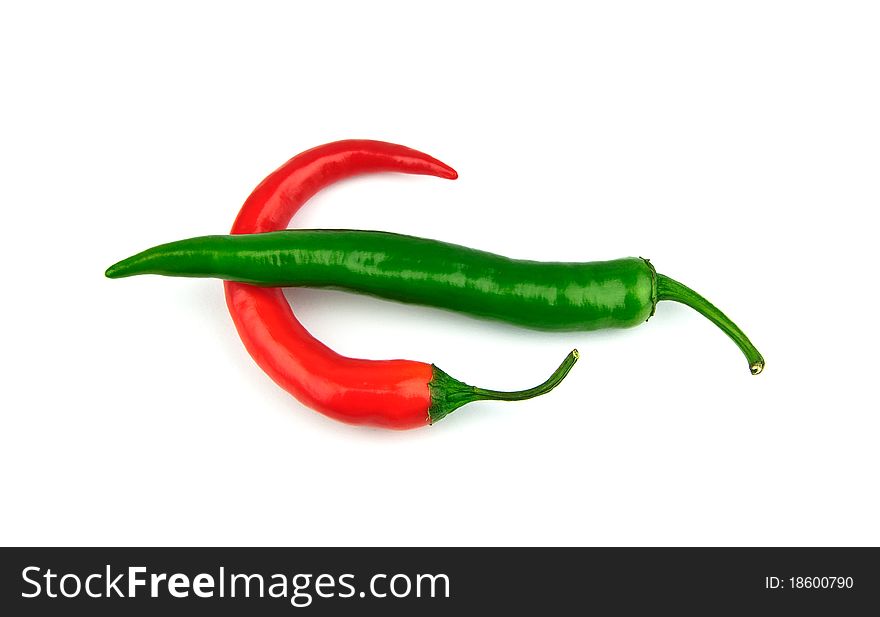 Green and red chili peppers as a sign. Green and red chili peppers as a sign.