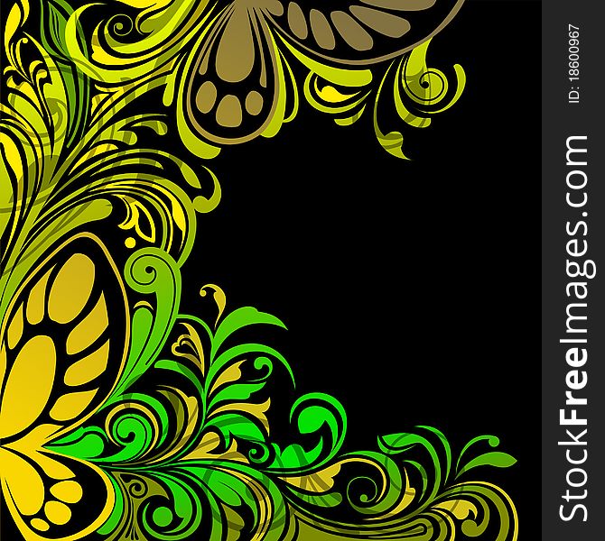 Color flower background with butterflies. Color flower background with butterflies