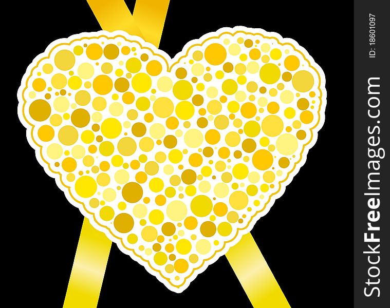Illustration with yellow heart and ribbon
