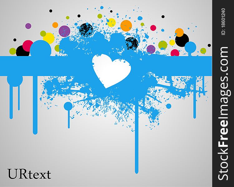 Illustration of blue heart stain and paint