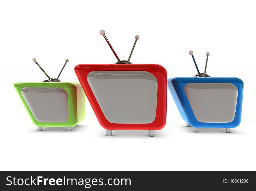 3d illustration of retro television isolated over white background. 3d illustration of retro television isolated over white background