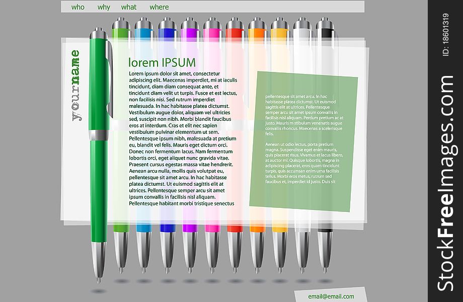 Web concept with colorfull pens. Web concept with colorfull pens