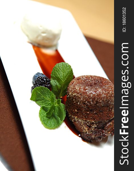 Chocolate Dessert with ice cream