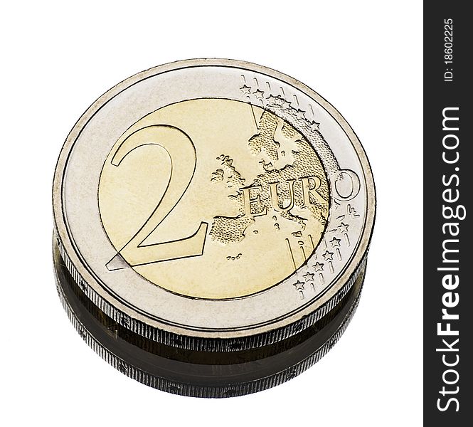 Two euro coin worn