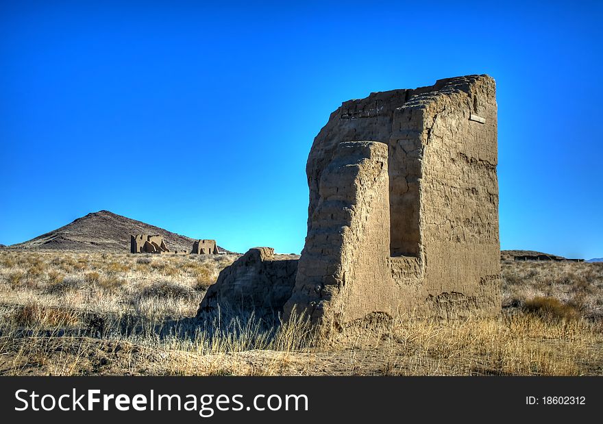 Crumbling Adobe Ruins at the Fort Churchill State Park in Northern Nevada. Crumbling Adobe Ruins at the Fort Churchill State Park in Northern Nevada