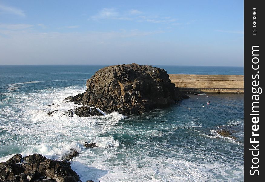 Harbour inlet at El Cotillo on the west coast of the island of Fuerteventura, Canaries, Spain.