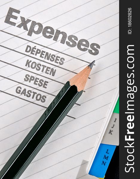 Pencil on expenses record