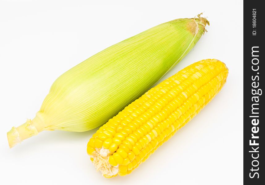 Fresh corn on white background