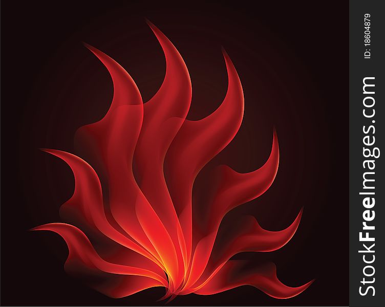 Hot a flame. Vector abstract illustration against a dark background