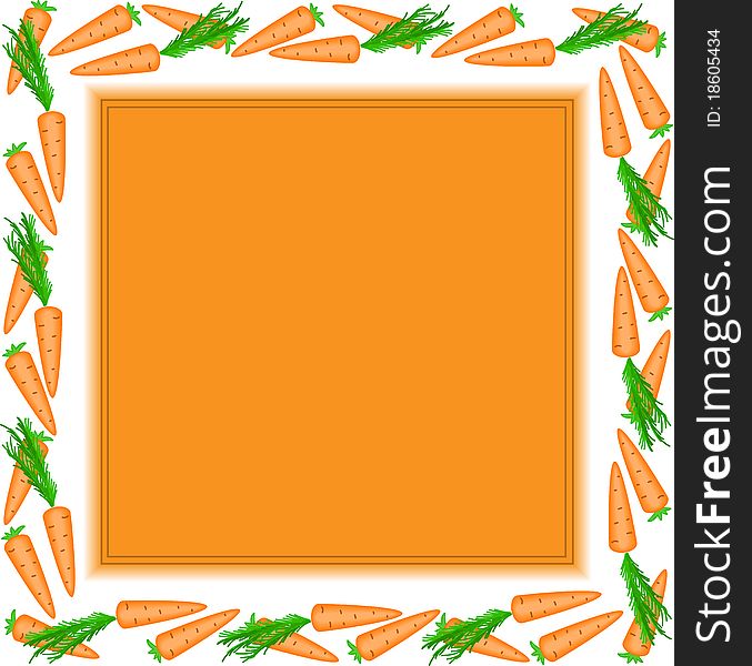Orange square frame made of carrots with white edges. Orange square frame made of carrots with white edges