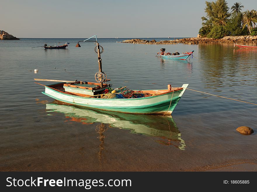 Fisherman boat at ko phangan bay. Fisherman boat at ko phangan bay.