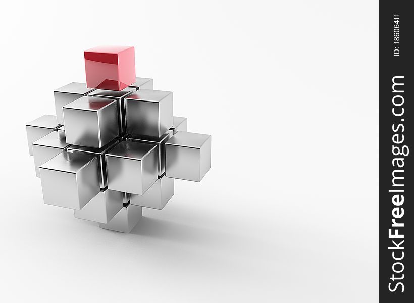 A group of cubes on a white background