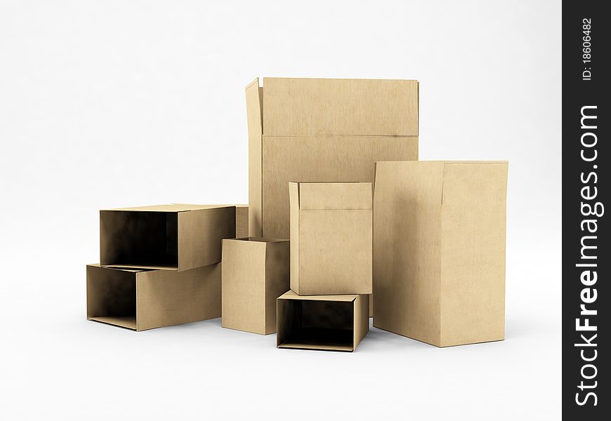 Cardboard boxes isolated on white background