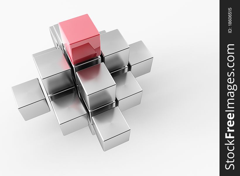 A group of cubes on a white background