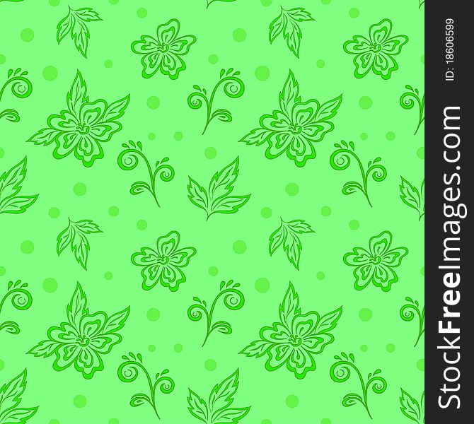 Abstract background, seamless flower pattern on green. Abstract background, seamless flower pattern on green