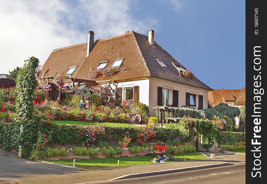 Country house. Alsace. France. Rural Landscape. Landscape Design