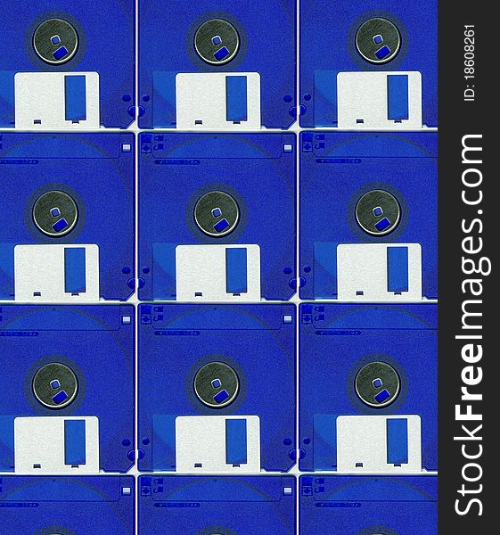 Blue collage whit micro floppy disc. Blue collage whit micro floppy disc