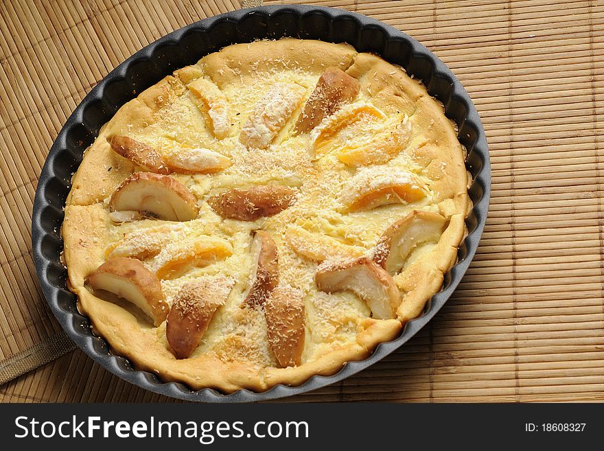 Studio close-up with baked cake and fruits. Studio close-up with baked cake and fruits