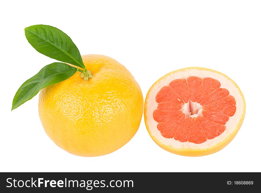 Close-up red grapefruit, isolated on white