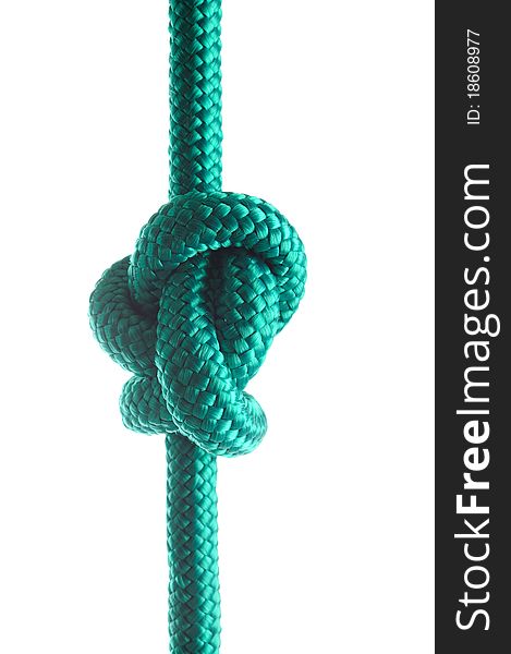 Rope with marine knot isolated on white background. Rope with marine knot isolated on white background