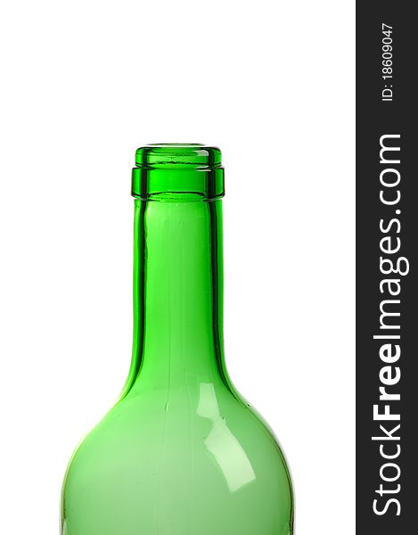 Empty Green Wine Bottle Isolated