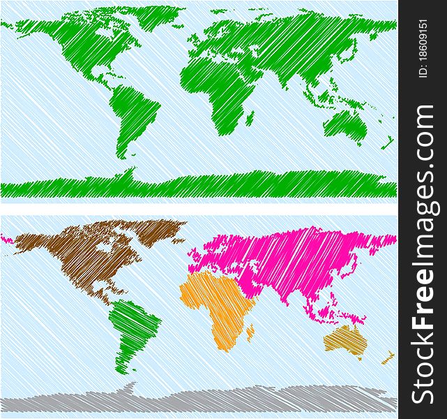 Scribbled sert of maps. Vector EPS8. Scribbled sert of maps. Vector EPS8.