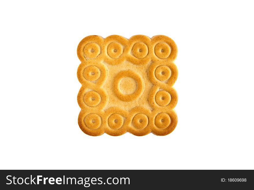 Orange traditional biscuit, isolated on white background