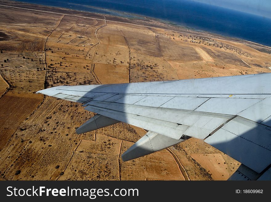 Aerial view of tunisia from airplane