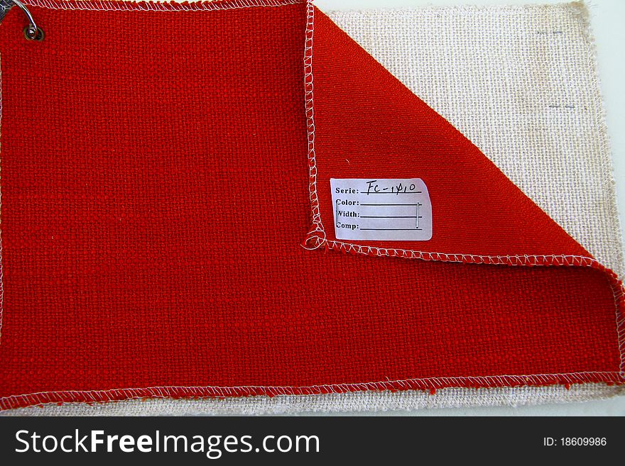 Red and white fabric in factory