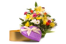 Magnificent Bouquet And Present Box Stock Image Magnificent Bouquet And Present Box Stock Image