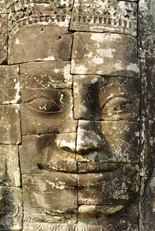 Stone Head On Towers Of Bayon Temple Stock Photo Stone Head On Towers Of Bayon Temple Stock Photo