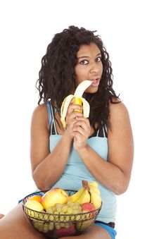 Woman Black Holding Banana Stock Photography Woman Black Holding Banana Stock Photography