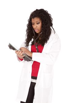 Woman Doctor Listening To Scales Stock Images Woman Doctor Listening To Scales Stock Images