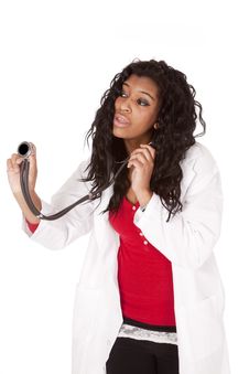 Woman Doctor Holdng Stethoscope Out Stock Image Woman Doctor Holdng Stethoscope Out Stock Image