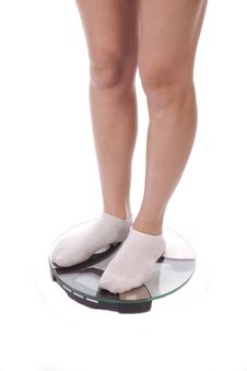 Woman In Socks Legs On Scales Royalty Free Stock Photos Woman In Socks Legs On Scales Royalty Free Stock Photos
