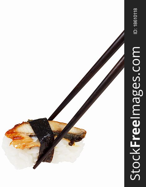 Japanese Sushi Ready To Eat With Chopsticks