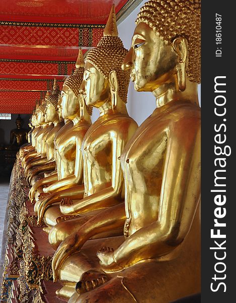 Buddha statue in ancient temples.Bangkok,Thailand