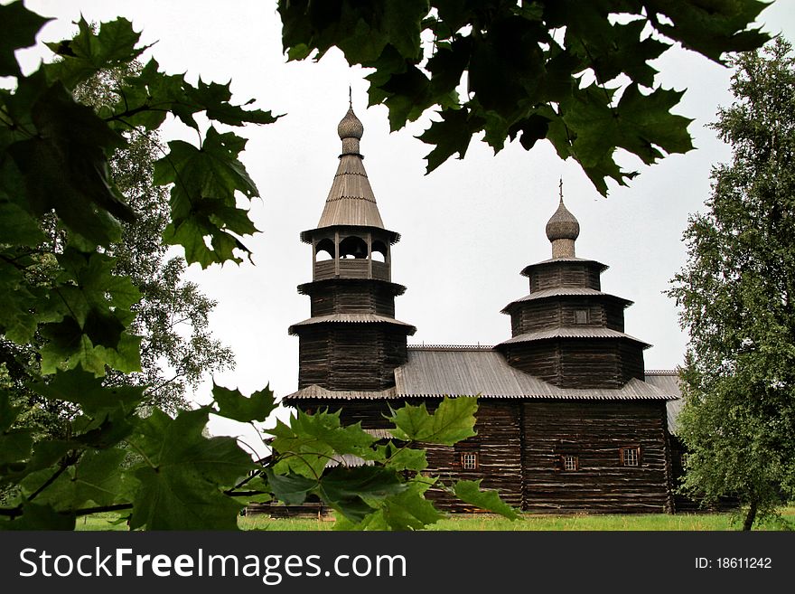 Old wooden Russian orthodox church in open-air museum of wooden architecture in a village called Vitoslavlitsy near Veliky Novgorod, Russia. Old wooden Russian orthodox church in open-air museum of wooden architecture in a village called Vitoslavlitsy near Veliky Novgorod, Russia