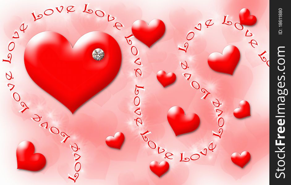Hearts design with diamond Valentine day wallpaper