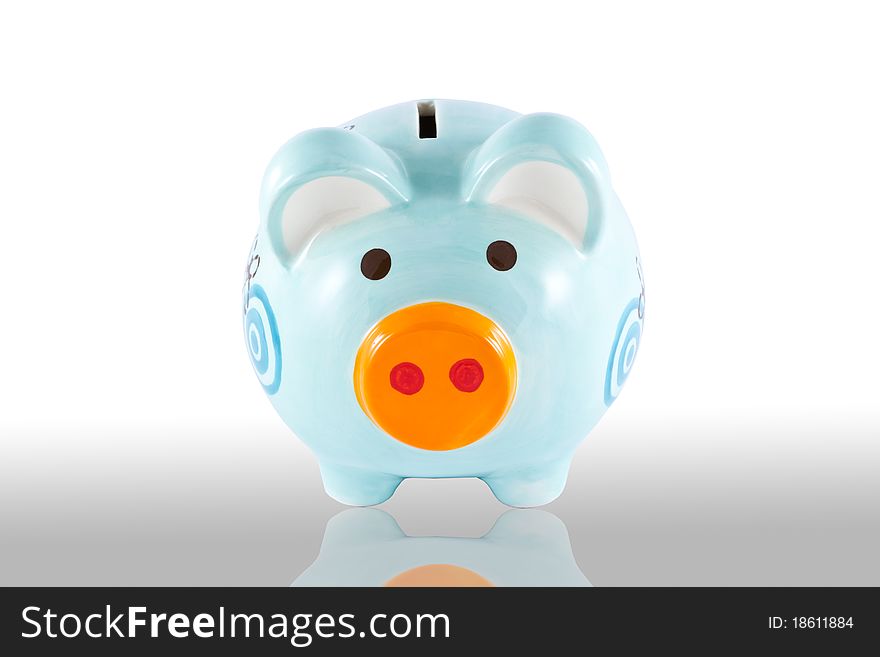 Piggy bank style money box isolated