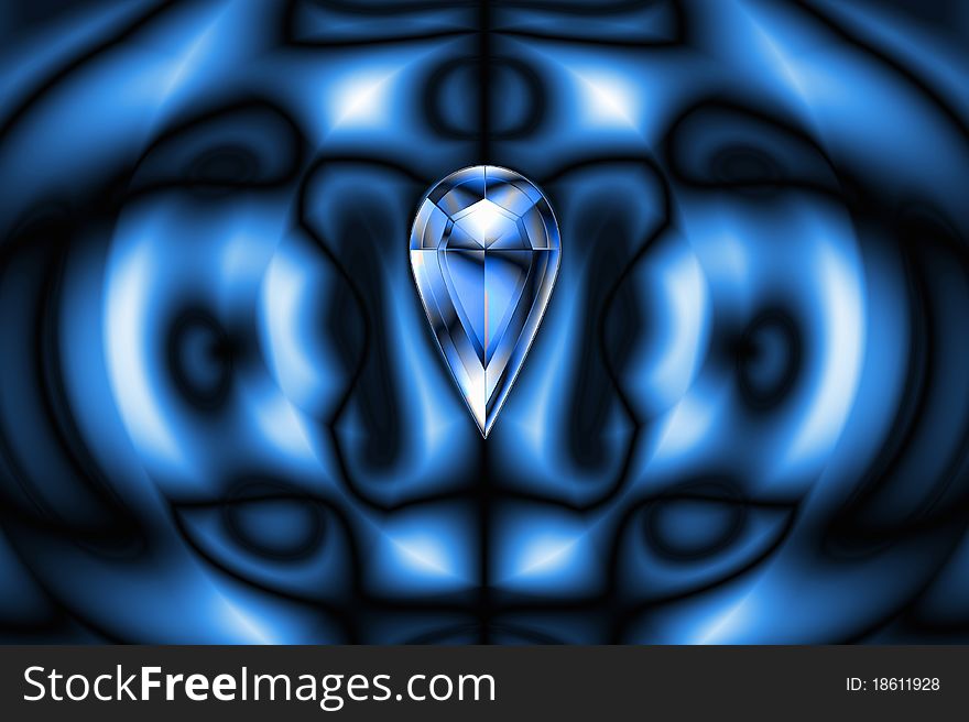 Blue abstract design with drop diamond. Blue abstract design with drop diamond