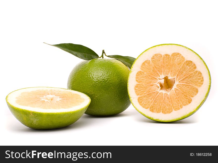 Juicy grapefruit isolated on a white background.