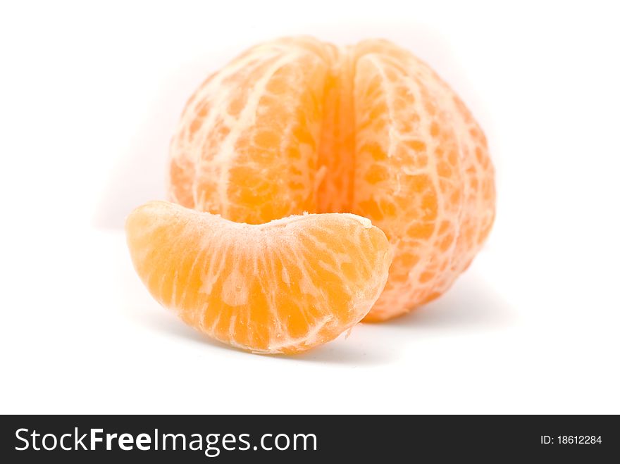 Juicy tangerine on a white background