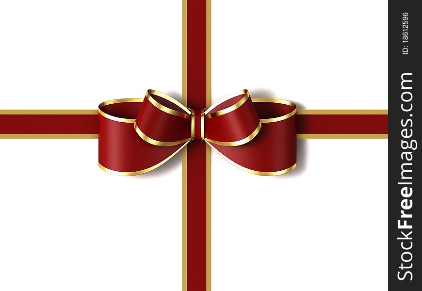 Red gift ribbon with a bow.