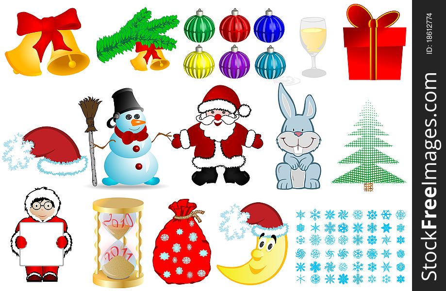 Vector illustration a Christmas set. Vector illustration a Christmas set