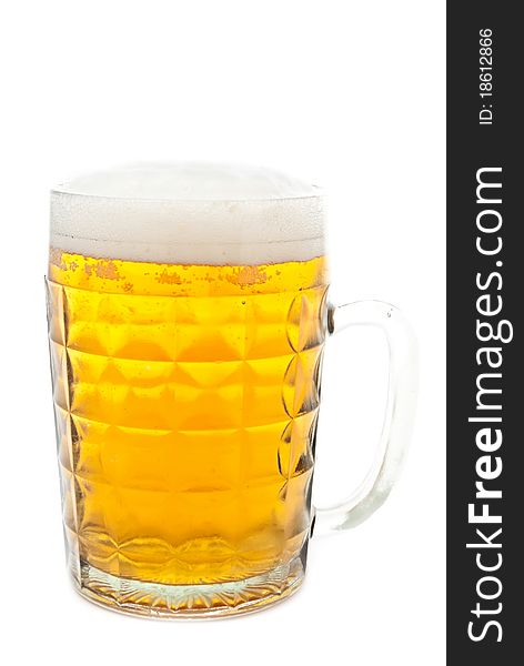 Fresh beer in glass isolated on white background